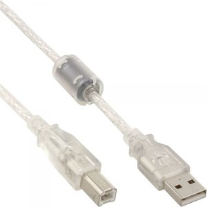 USB Kabel 2.0 AB  transpartent Ferrit 3,0m